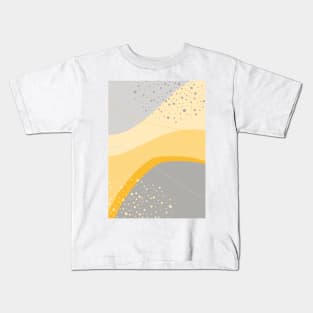 Grey and Yellow Modern Abstract Organic Shapes Kids T-Shirt